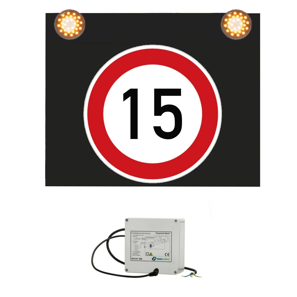 Značka max. 15 km/h, s výstražným světlem